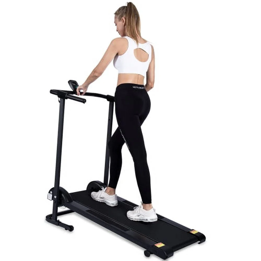 Manual Treadmill, Non Electric Treadmill with 10° Incline, Compact Foldable Treadmill Exercise Machine Fitness Exercise Equipment for Apartment Home Walking Jogging Running Cardio Training