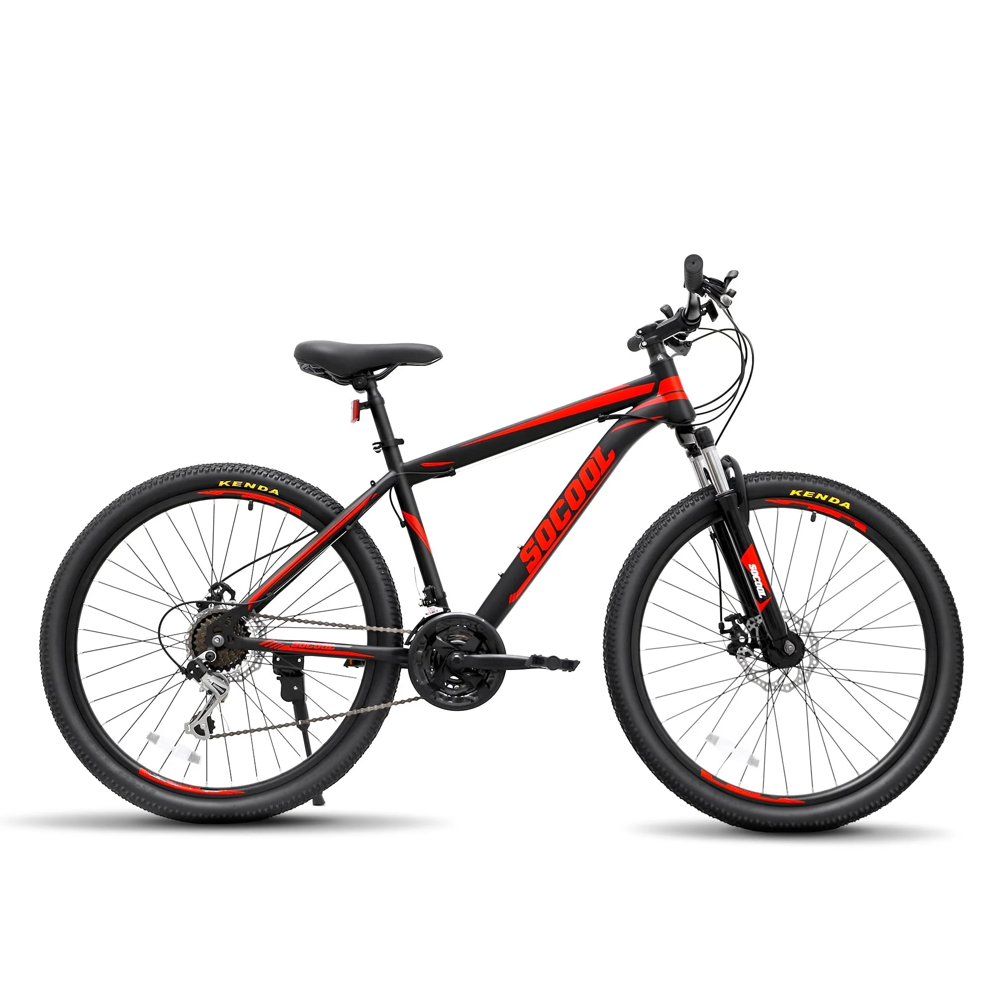 Feildoo Mountain Bike, Mountain 26 Inch 21-Speed Bicycle - Mens/Womens Hybrid Junior Aluminum Full Road Bike (Black/Red)
