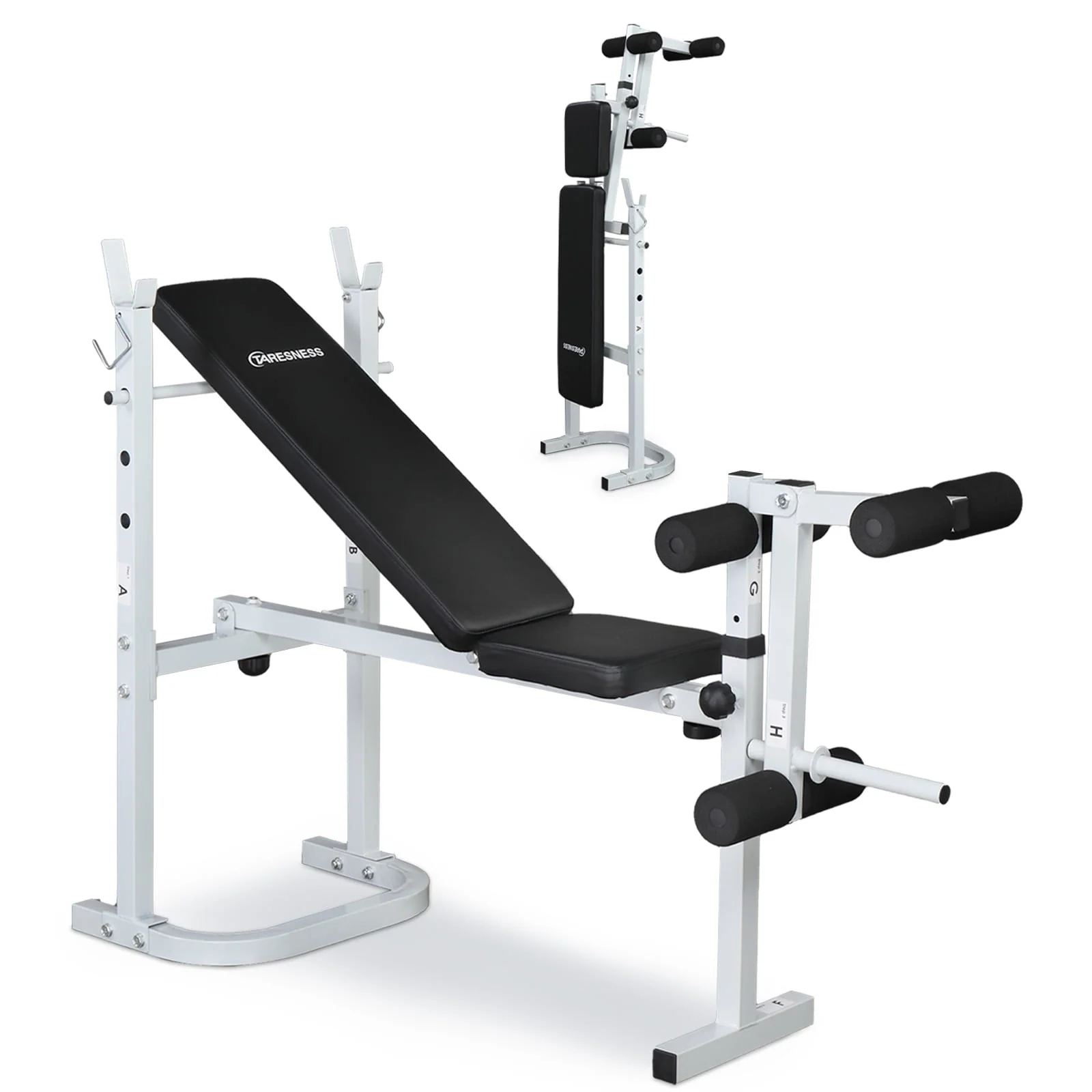 Zimtown Folding Olympic Weight Bench, Adjustable Professional Multi-Functional Workout Bench set, with Preacher Curl Leg Developer, for Weight Lifting and Strength Training