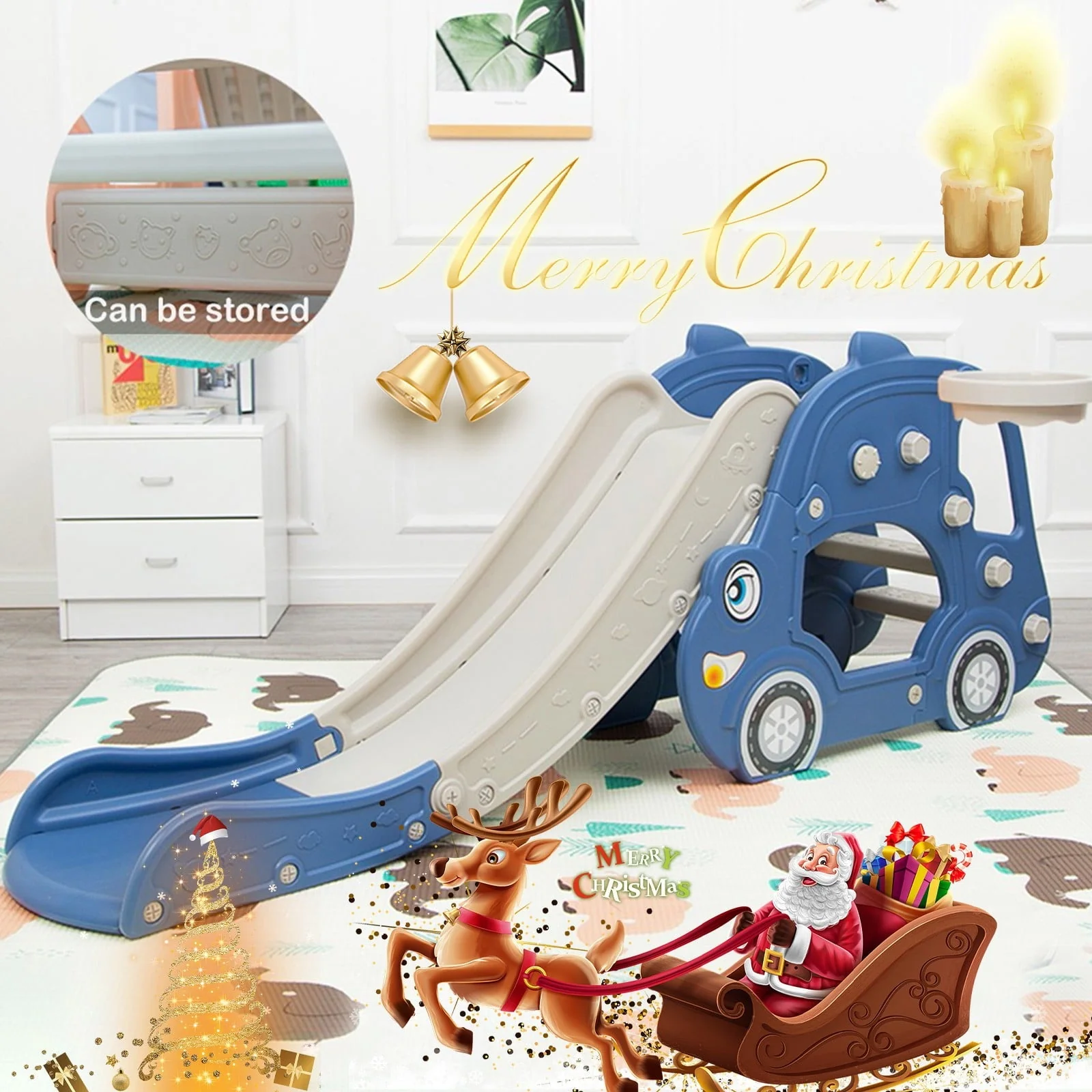 Raeneomay Kids Toys Sales Clearance Children's Slide Basketball Frame, Climbing Stairs,Unisex,Indoor and Outdoor Use