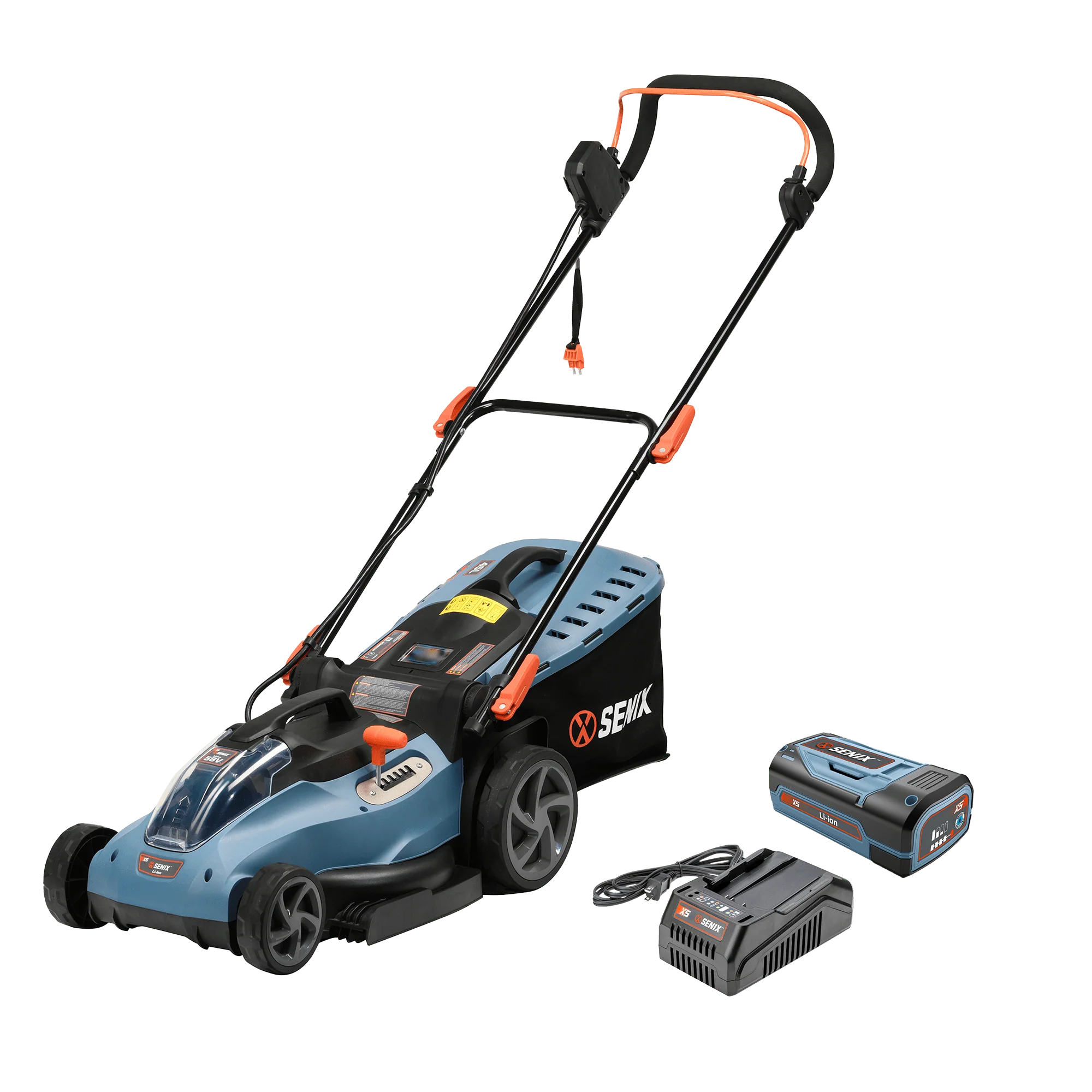 SENIX 58V Max* 15-inch Cordless Brushless Lawn Mower, 2.5 Ah Lithium-Ion Battery and Charger Included, LPPX5-L