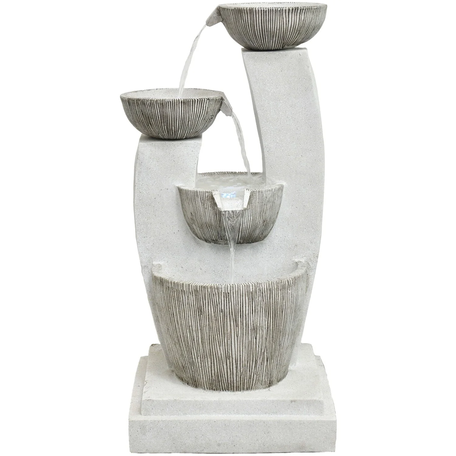 Hanover 32.5-In. Contemporary Basin Indoor or Outdoor Garden Fountain with LED Lights for Patio, Deck, Porch, HAN033FNTN-01
