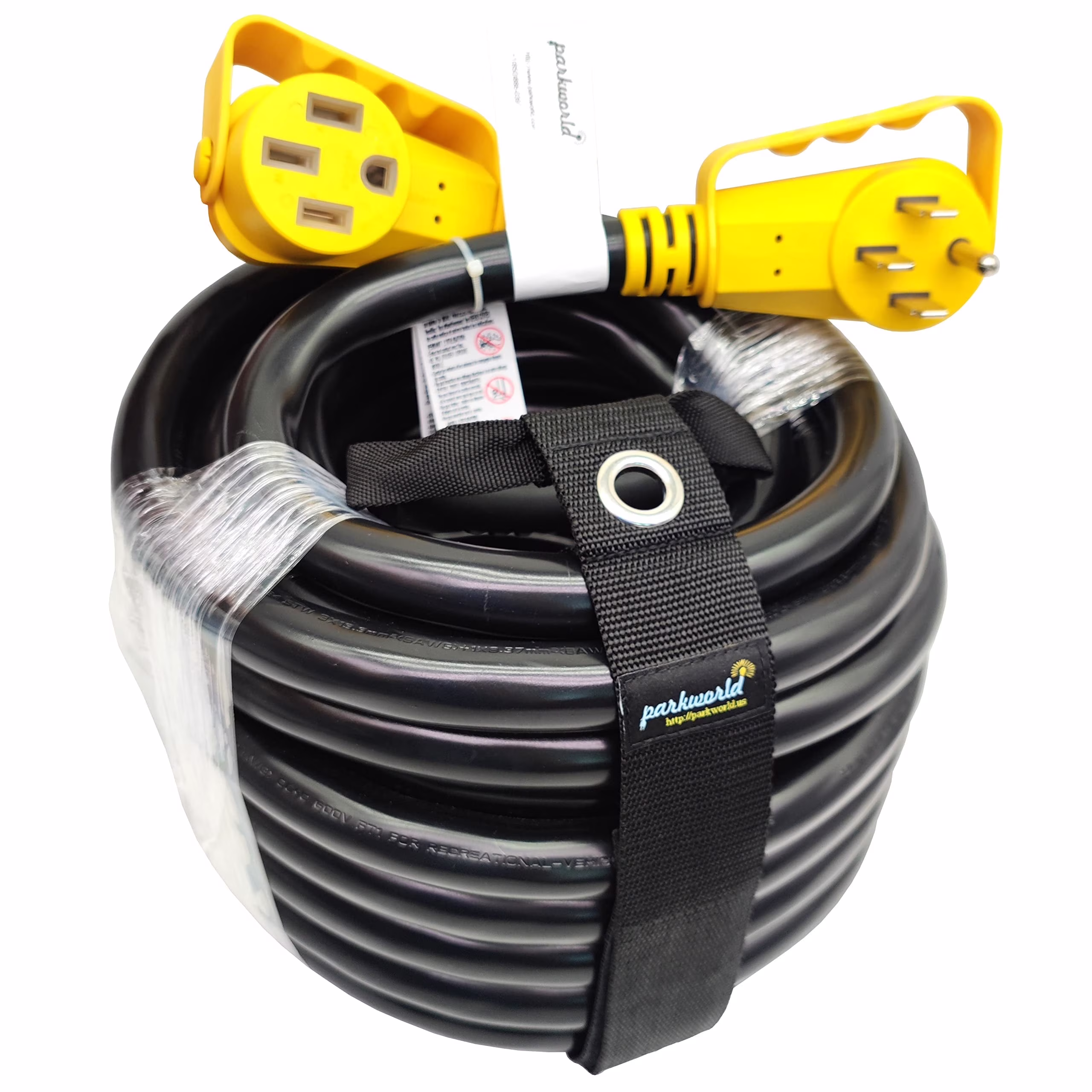 Parkworld 66389 NEMA 14-50 Extension Cord for RV Hookup and EV Charger, 4-Prong, 50 AMP, 125/250 Volts, 12500 Watts (100FT)