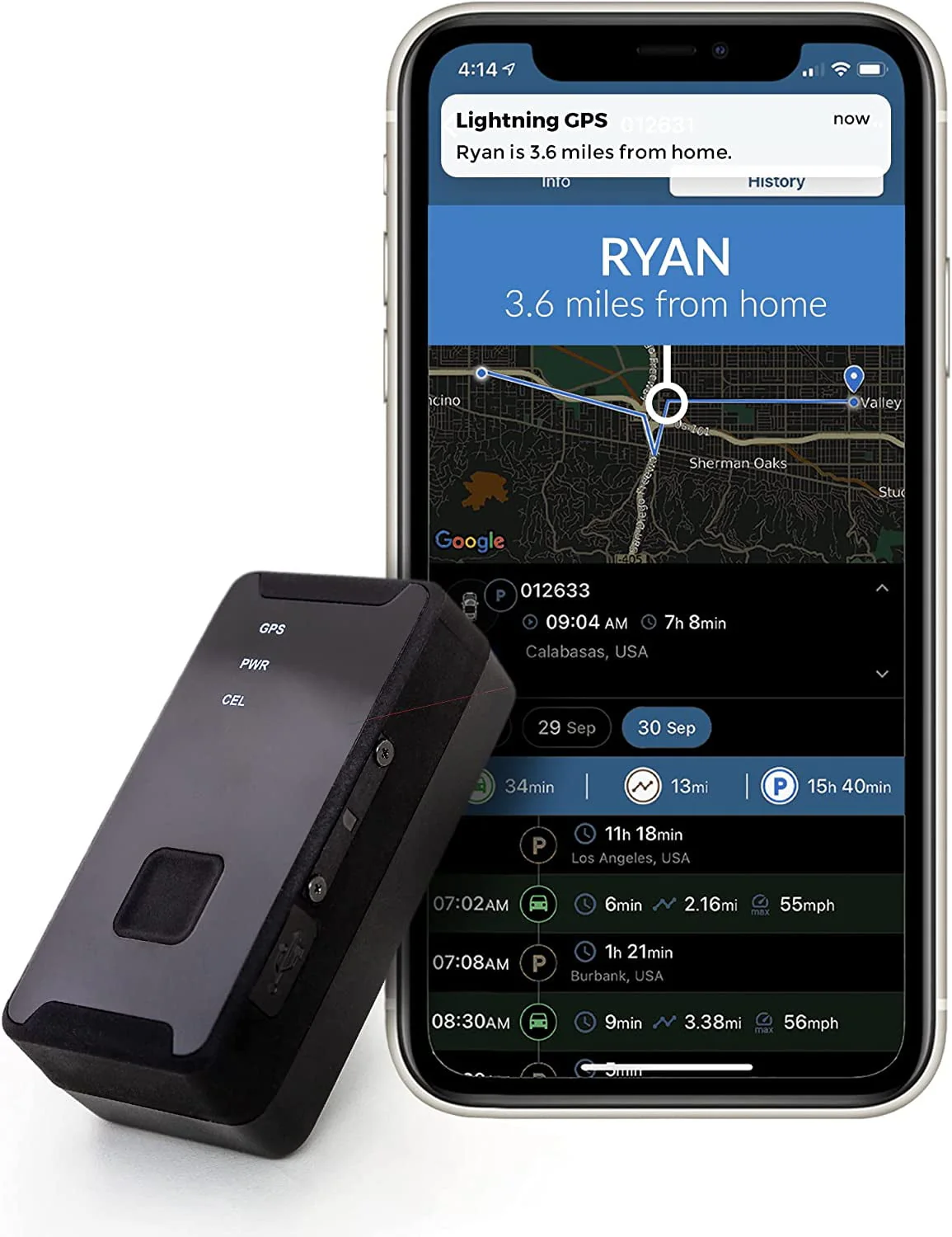Lightning GPS Discreet 4G Cellular Micro Real-Time Portable GPS Tracker for Vehicles, Cars, Teens, Kids, Elderly, Equipment, Valuables - Subscription Required