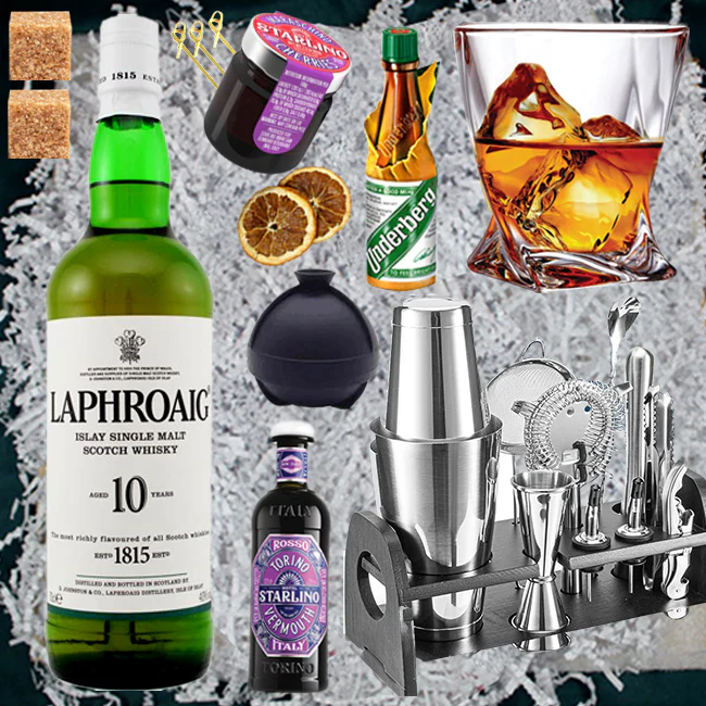 de4eeafed57c9430daaba5b910e3a550e312642a2fa1be4d661282bfae185d21 Laphroaig 10 Yr Old Scotch Gift Pack - Image 1