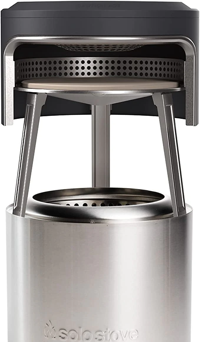 Solo Stove Ranger Pi Fire | Pizza Oven Accessory for Ranger Fire Pit, Incl. Carry Case & Cordierite Pizza Stone, Wood Burning Assembly, Stainless Steel, (H x Dia): 15.7 x 15 in, 13.4 lbs