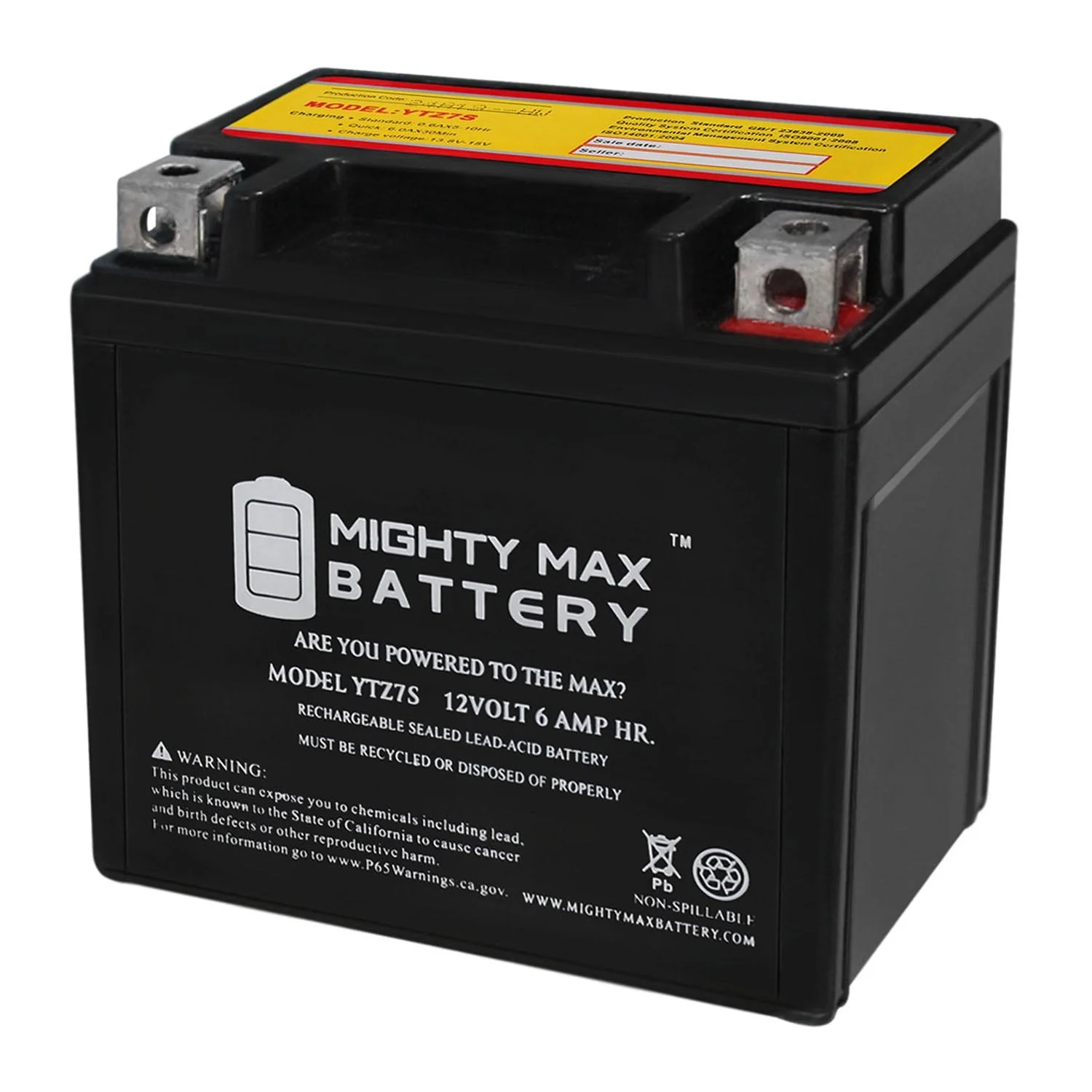 YTZ7S 12V 6AH Battery for Powersport Motorcycle Scooter ATV
