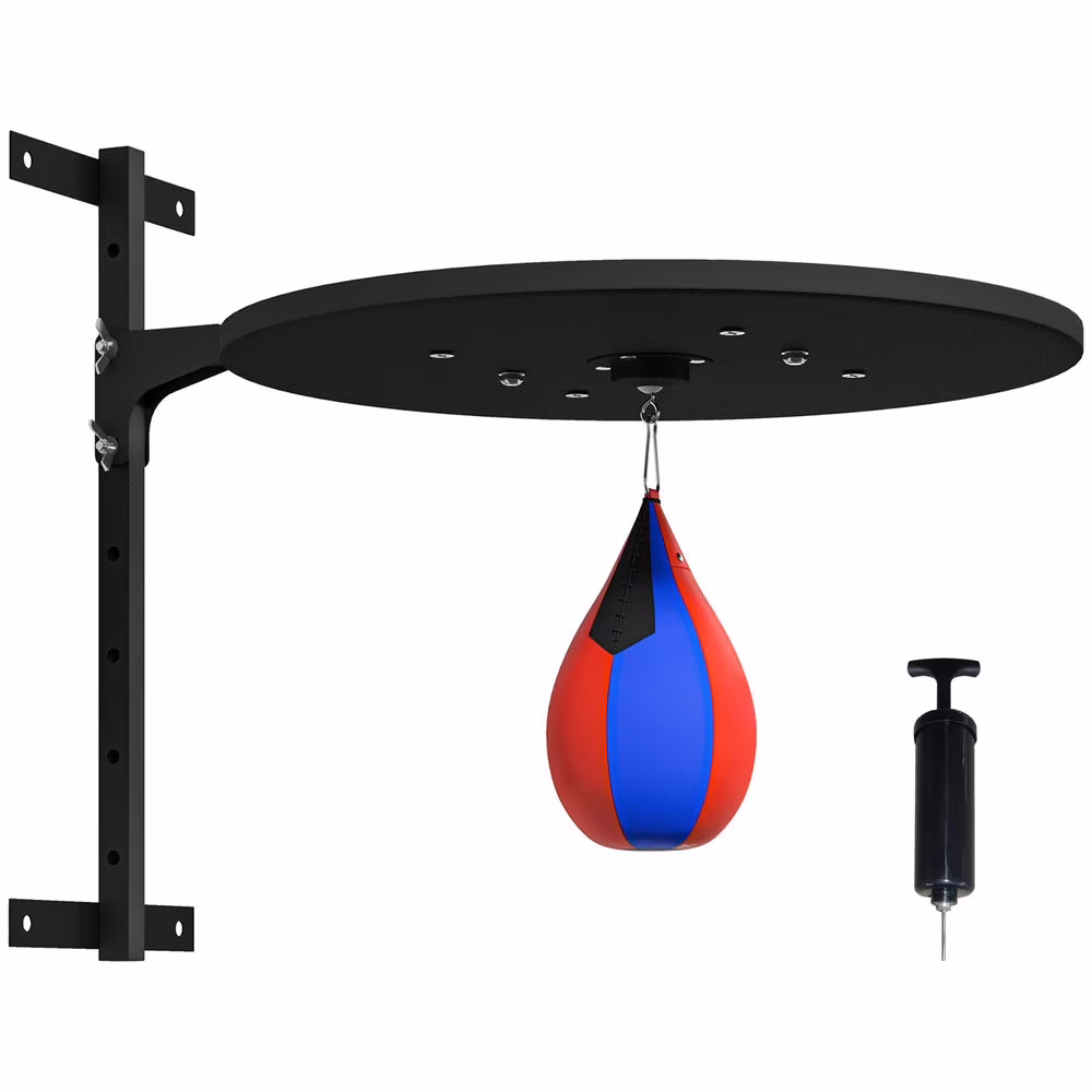 Spaco Adjustable Speed Bag Platform, Wall Mounted Punching Bag with 360-Degree Swivel for Home Fitness, Black